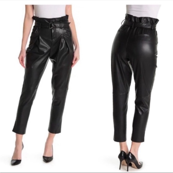 Blank NYC Faux Leather Black High Waisted Leather Trousers Size 27 - Picture 1 of 13